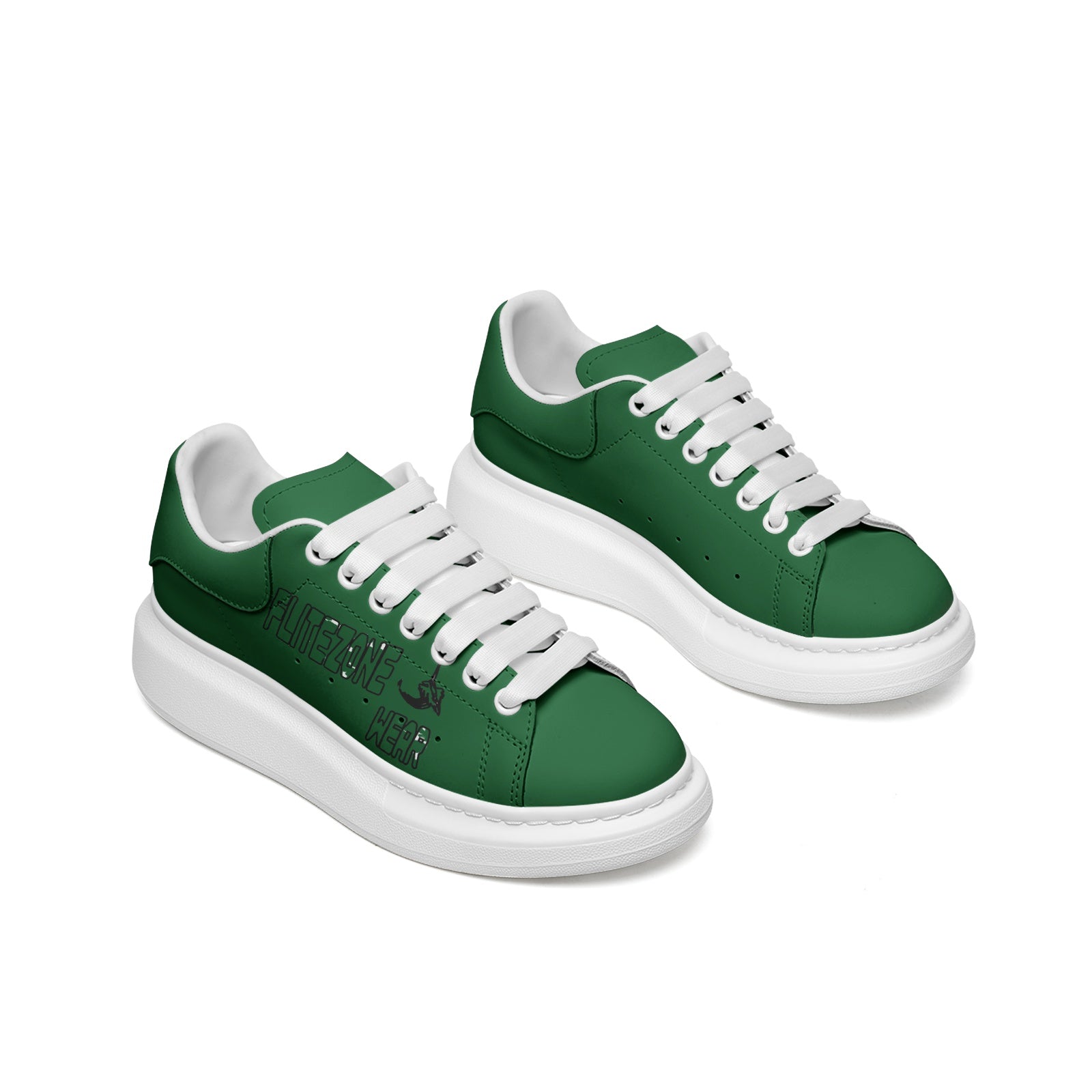 FZ Unisex Non Slip Lace Up Faux Leather Sneakers