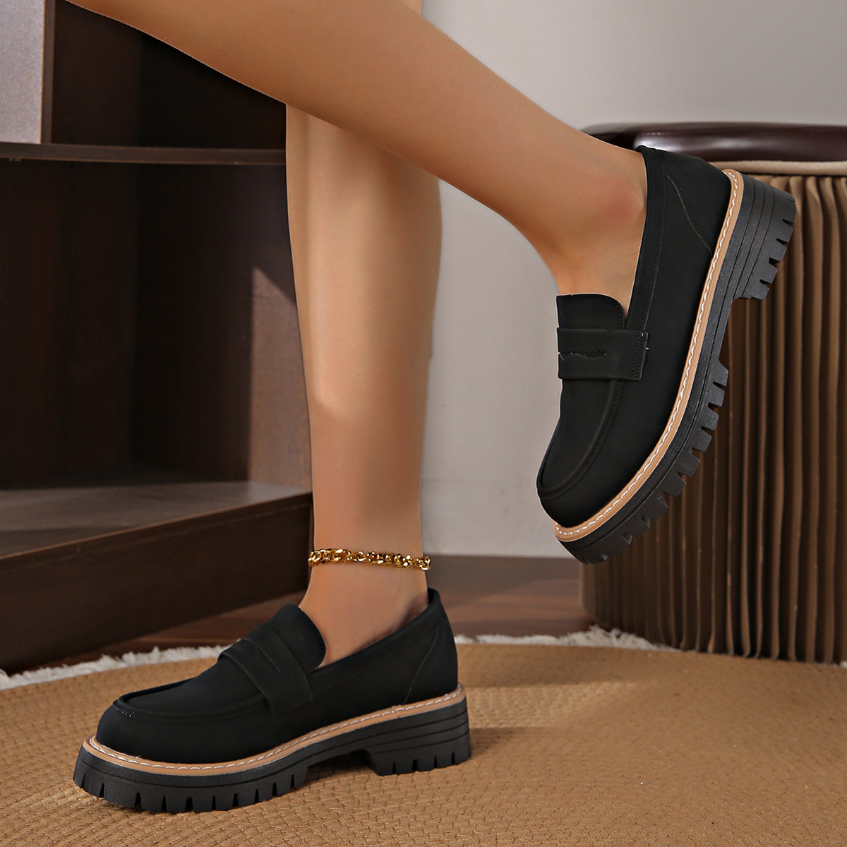 FZ Women's Round Toe Suede Low Cut Slip on Pump Shoes