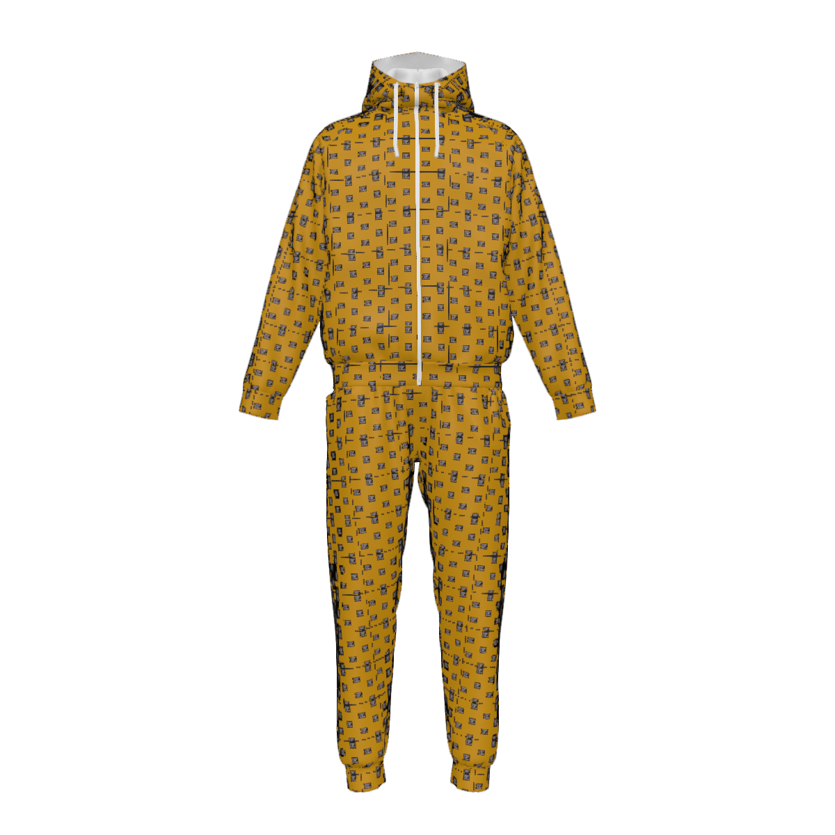 Custom Men's Zipper Hood Coat Top & Pants Set Without Pocket