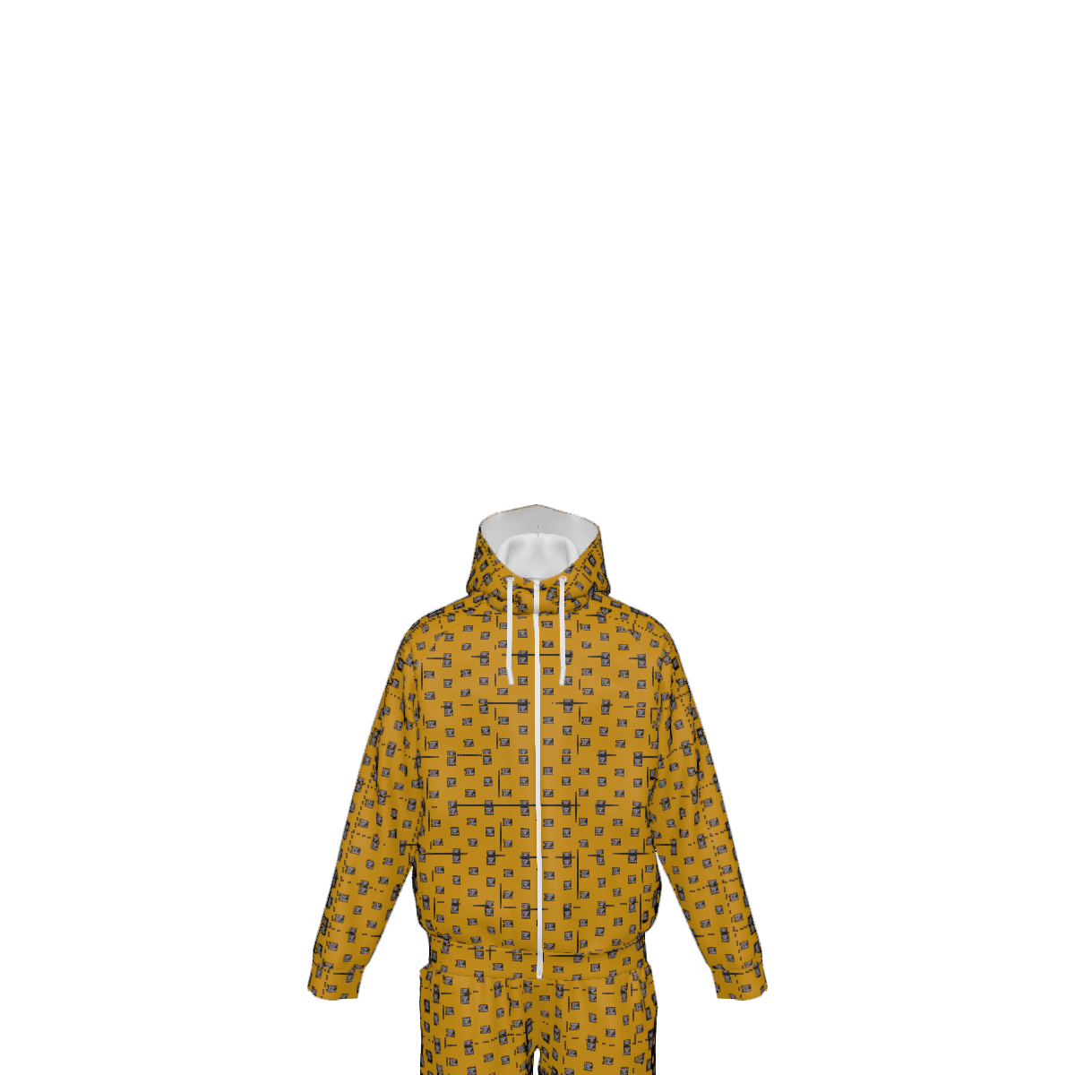 Custom Men's Zipper Hood Coat Top & Pants Set Without Pocket