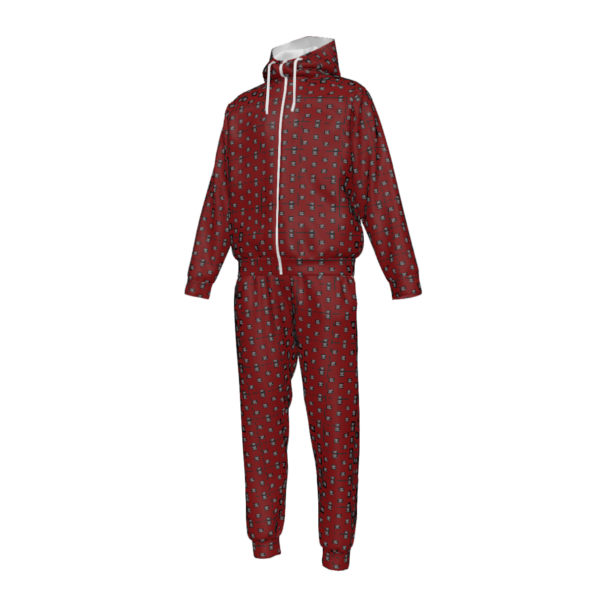 Custom Men's Zipper Hood Coat Top & Pants Set Without Pocket