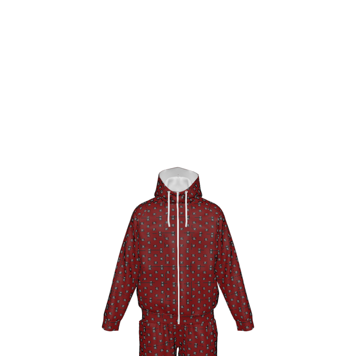 Custom Men's Zipper Hood Coat Top & Pants Set Without Pocket