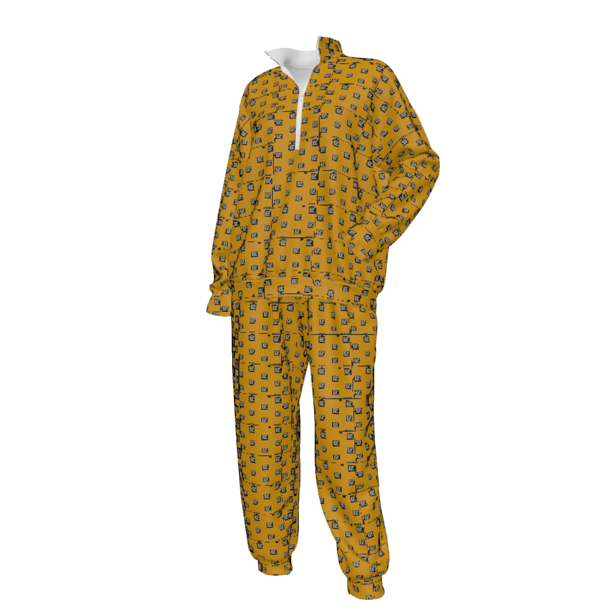 Custom Women's Lapel Sweatshirt Set with Pockets & Cuffed Ankles