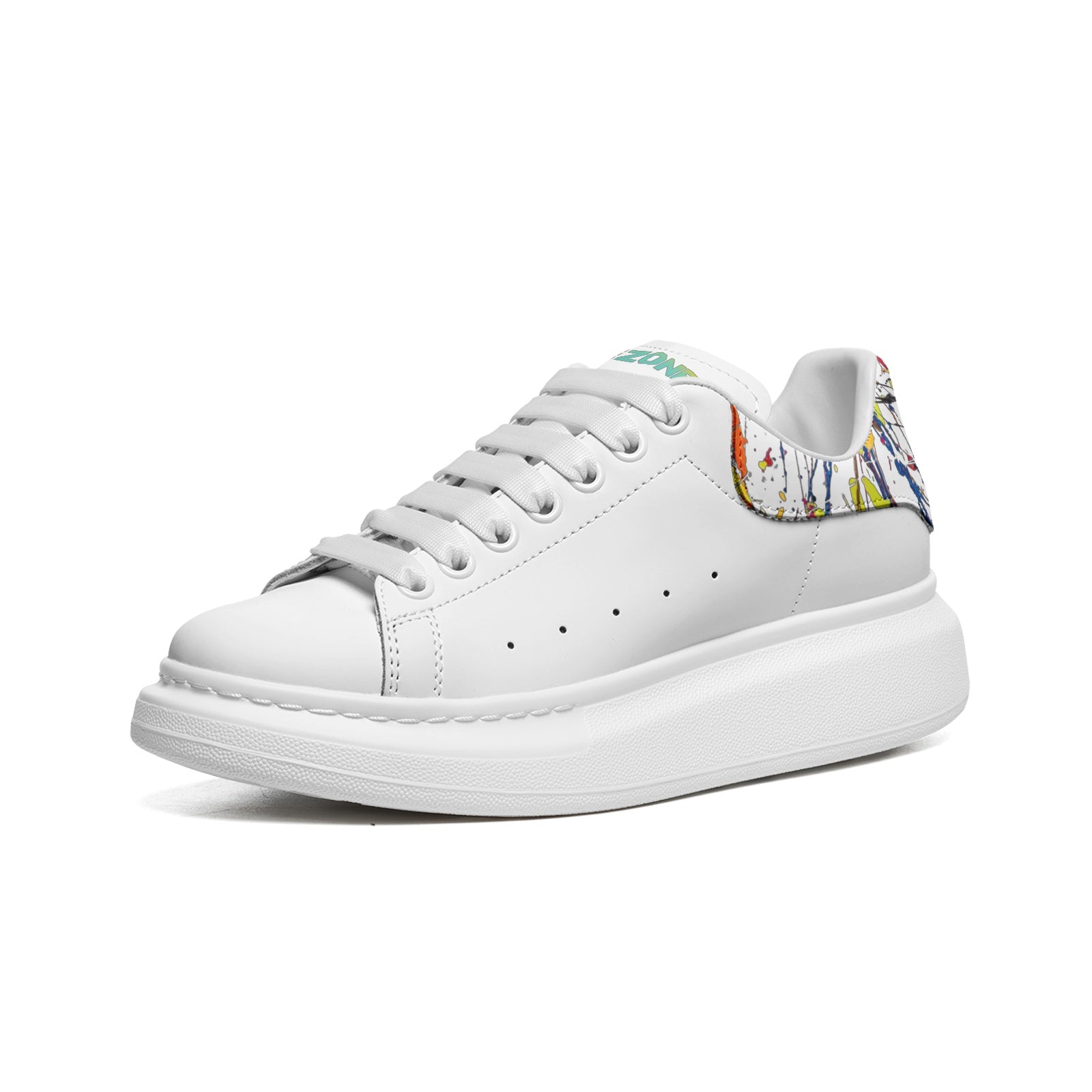FZ Unisex Non Slip Lace Up Faux Leather Sneakers