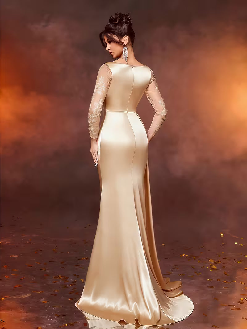 FZ Women's Lace Long Formal  Temperament  Slim High Waist  Evening Dress