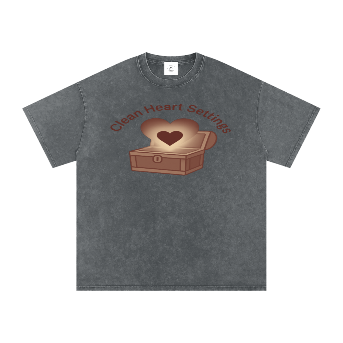 FZ Unisex Acid Wash Clean Heart Oversize Tee