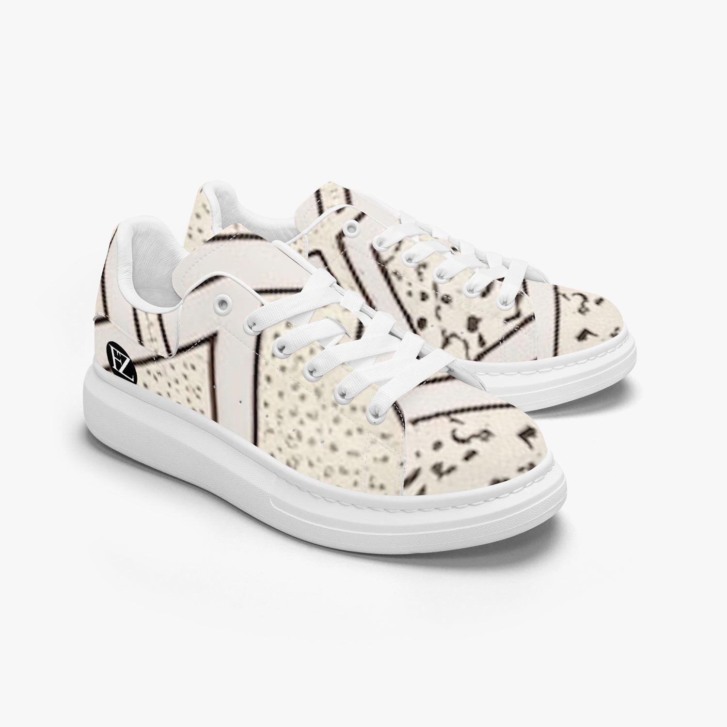 FZ Unisex Leather Oversized African Print Sneakers - FZwear