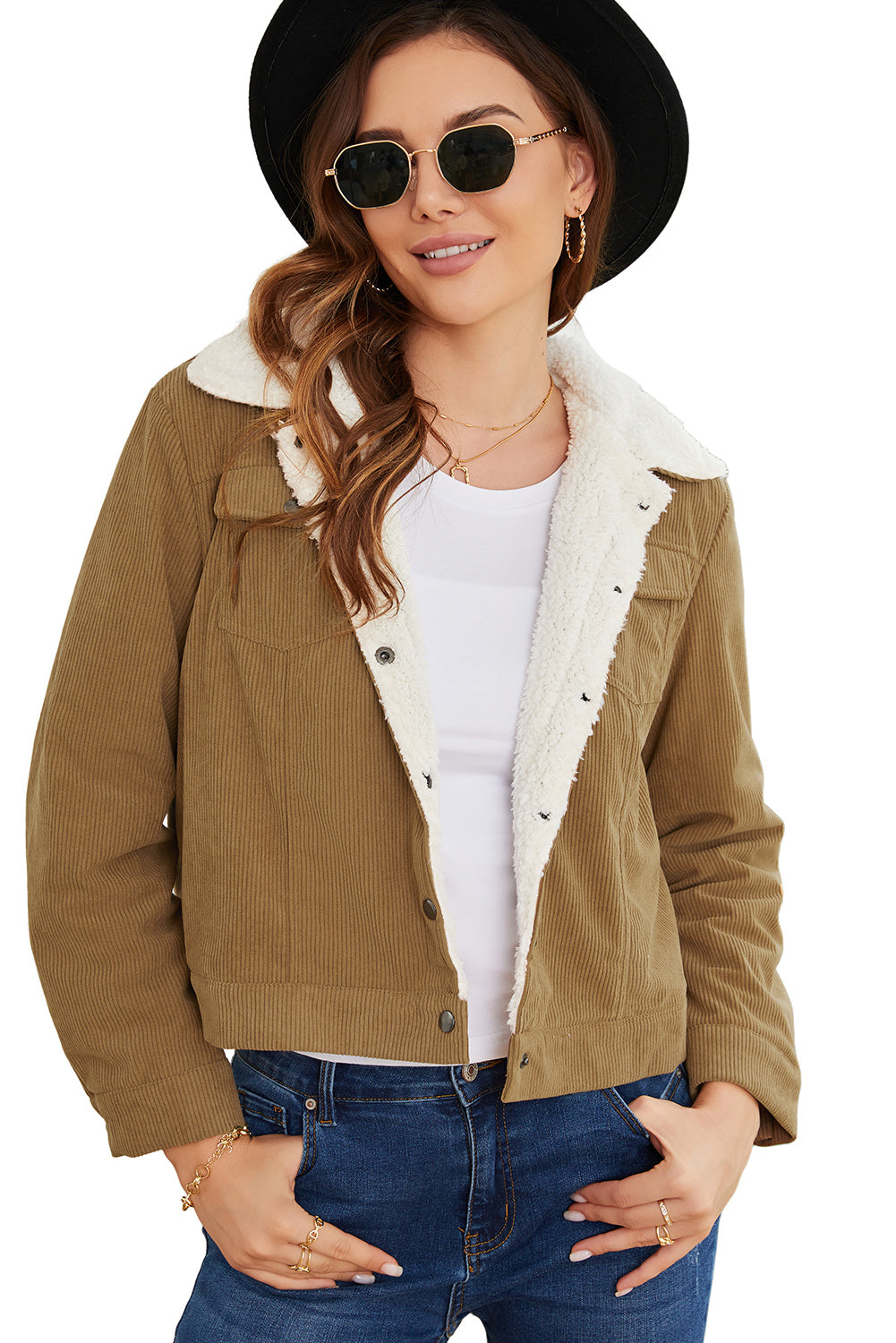 FZ Women's Sherpa Snap Button Flap Jacket - FZwear