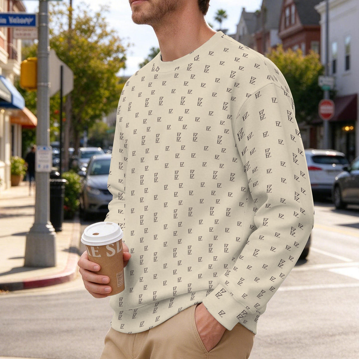 FZ Men's Original Monogram Crewneck Sweater Pullover