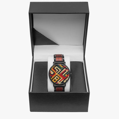 FZ Unisex African Print wooden Strap Quartz Watch - FZwear