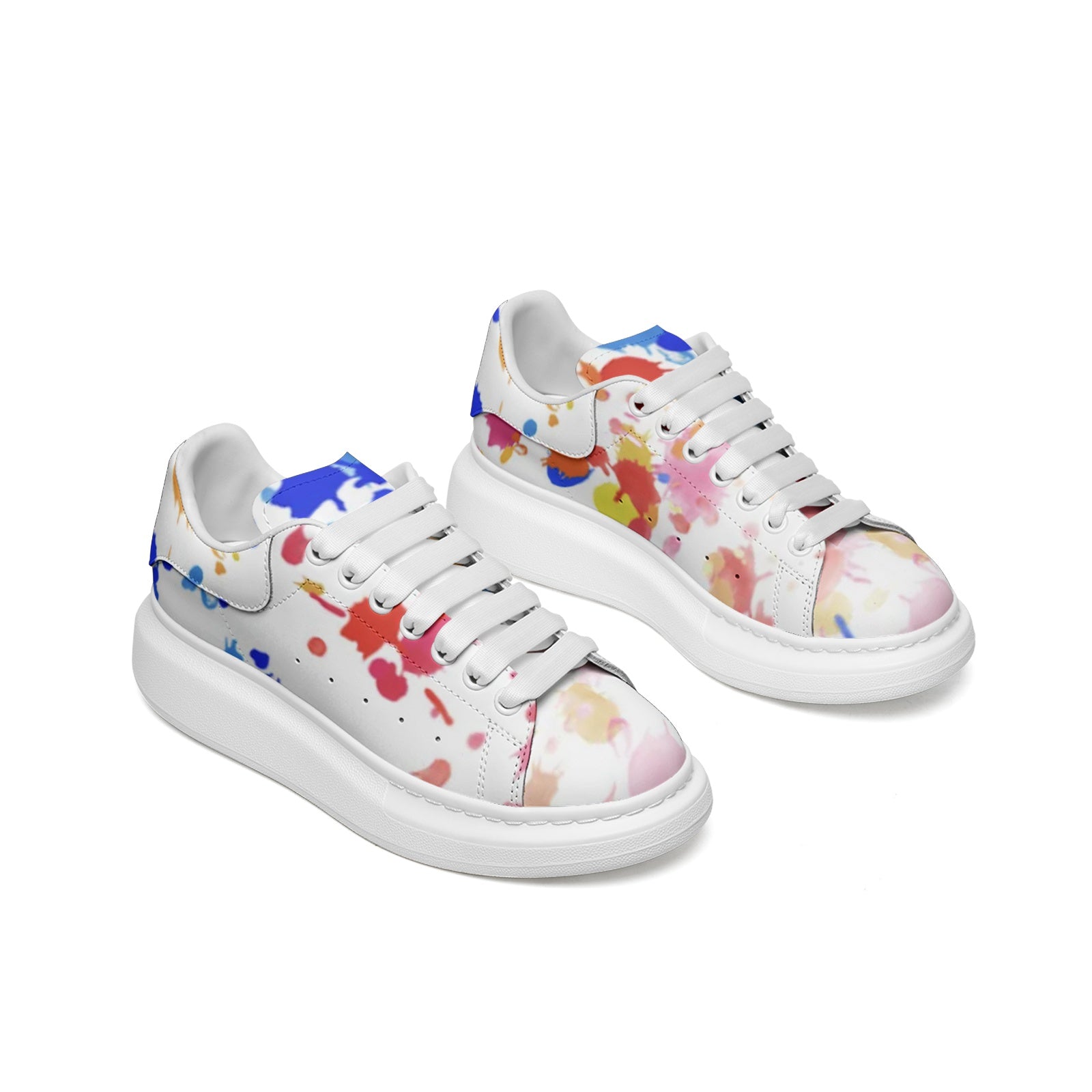 FZ Unisex Non Slip Lace Up Faux Leather Sneakers