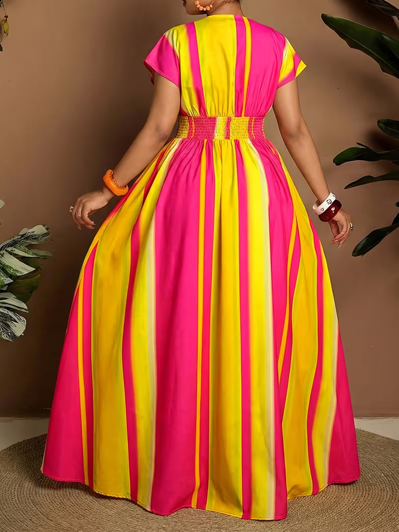 FZ Women's Plus Size V-Neck Short-Sleeved Sundress