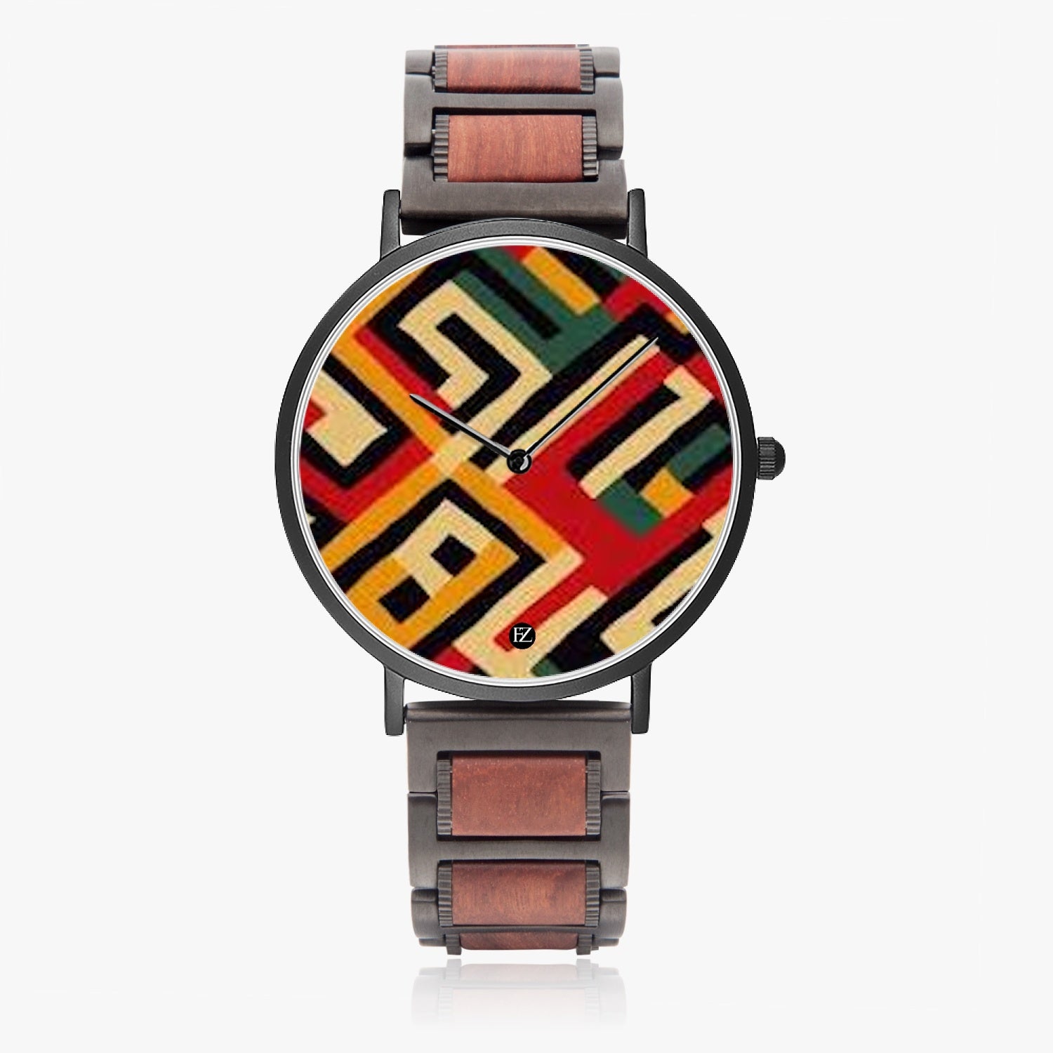 FZ Unisex African Print wooden Strap Quartz Watch - FZwear