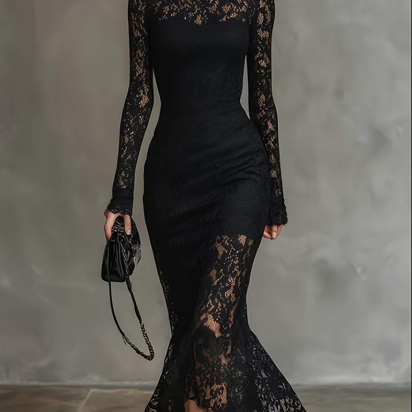 FZ Women's Stretch Lace Waist-Defining Fit Mermaid Dress
