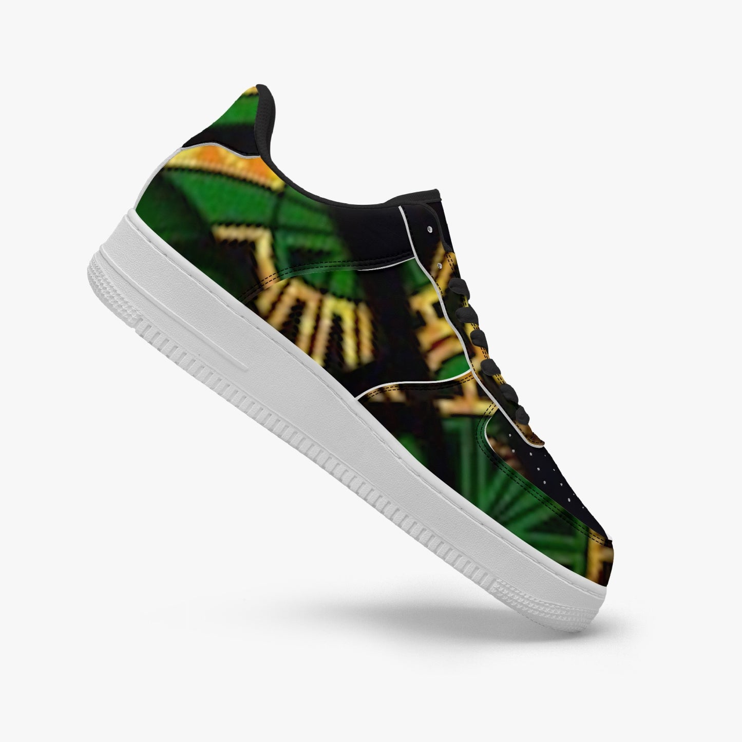 FZ Unisex African Print Low-Top Leather Sports Sneakers