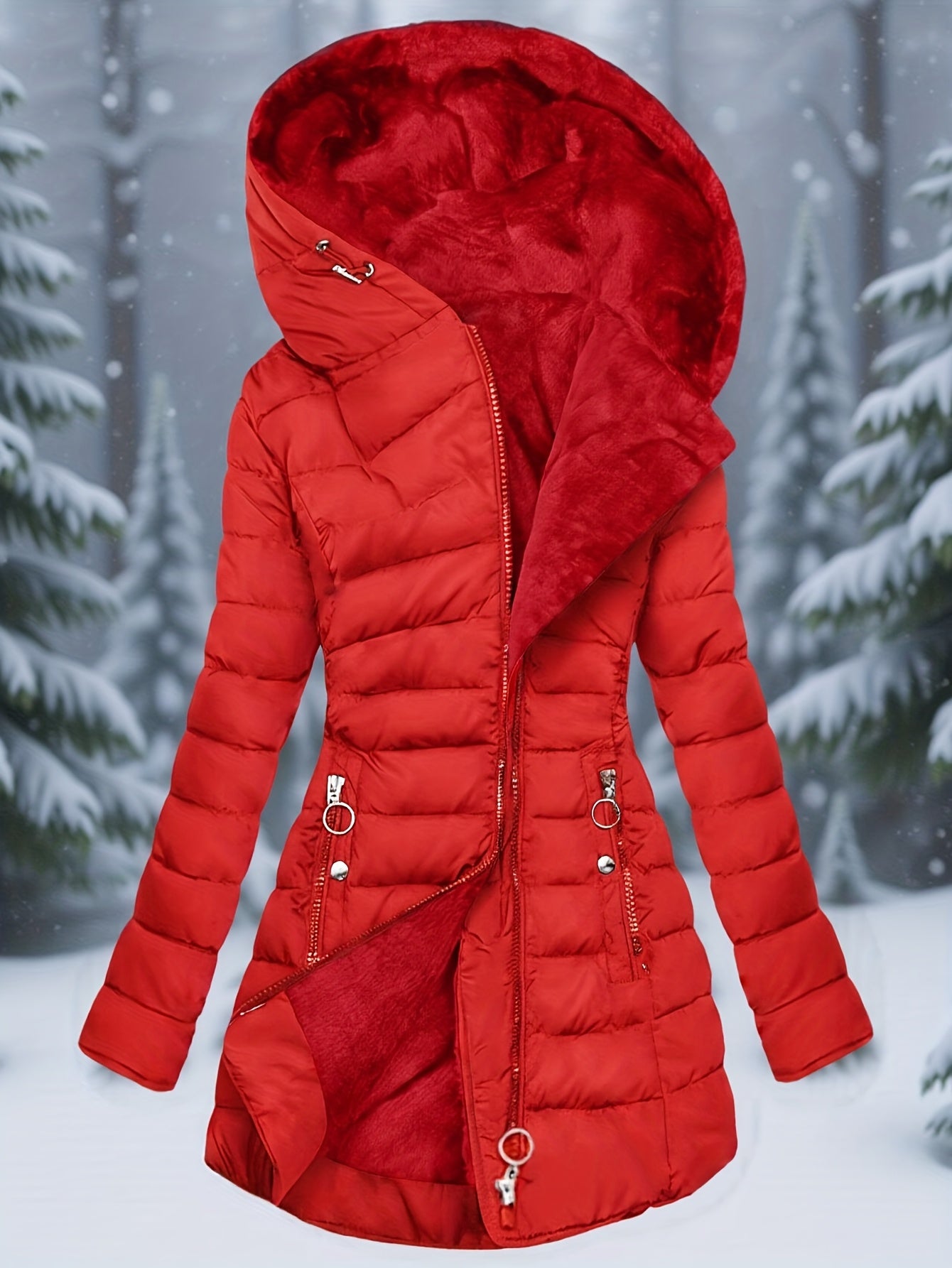 FZ Women's Zip Long Sleeve Slim Fit Faux Edge Mid-Length Lightweight Jacket