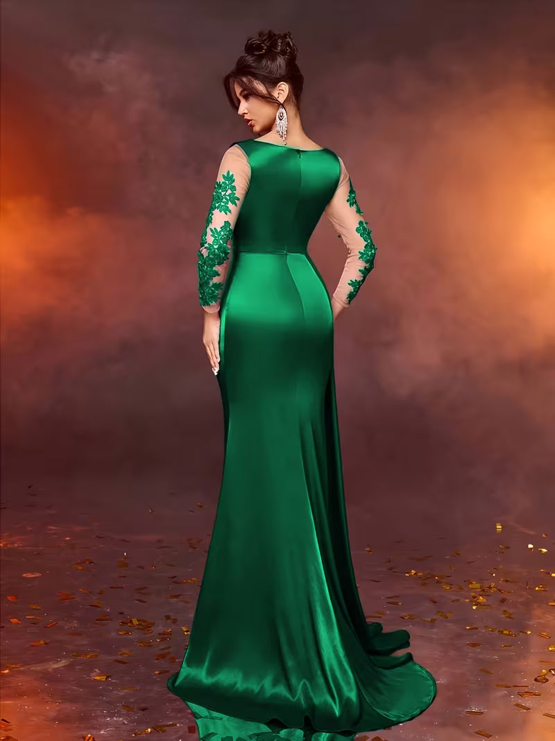FZ Women's Lace Long Formal  Temperament  Slim High Waist  Evening Dress