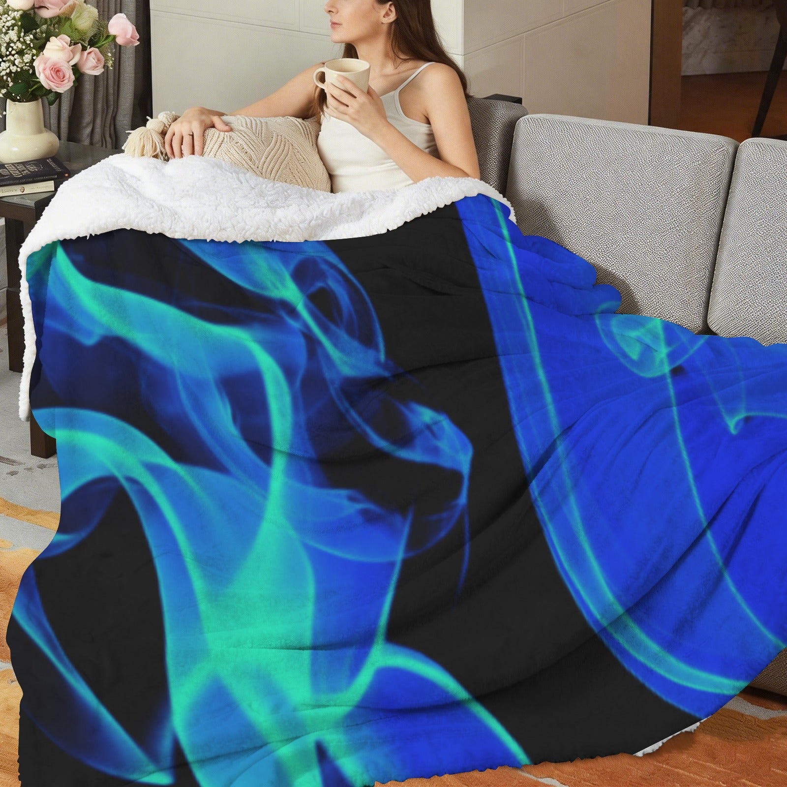 FZ Smoke Style Sherpa Fleece Blanket