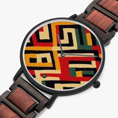 FZ Unisex African Print wooden Strap Quartz Watch - FZwear