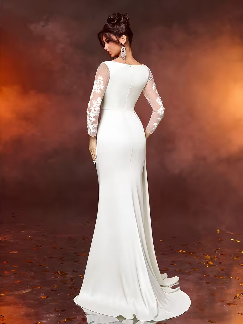 FZ Women's Lace Long Formal  Temperament  Slim High Waist  Evening Dress