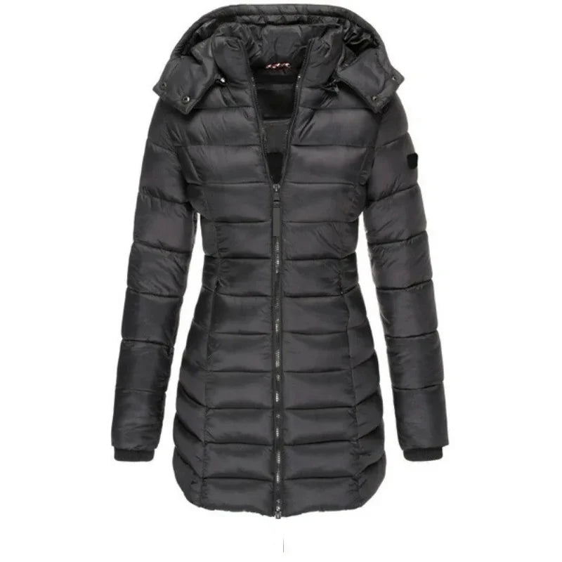 FZ Women's Parkas Zippers Solid Long Sleeve Padded Puffer Jacket