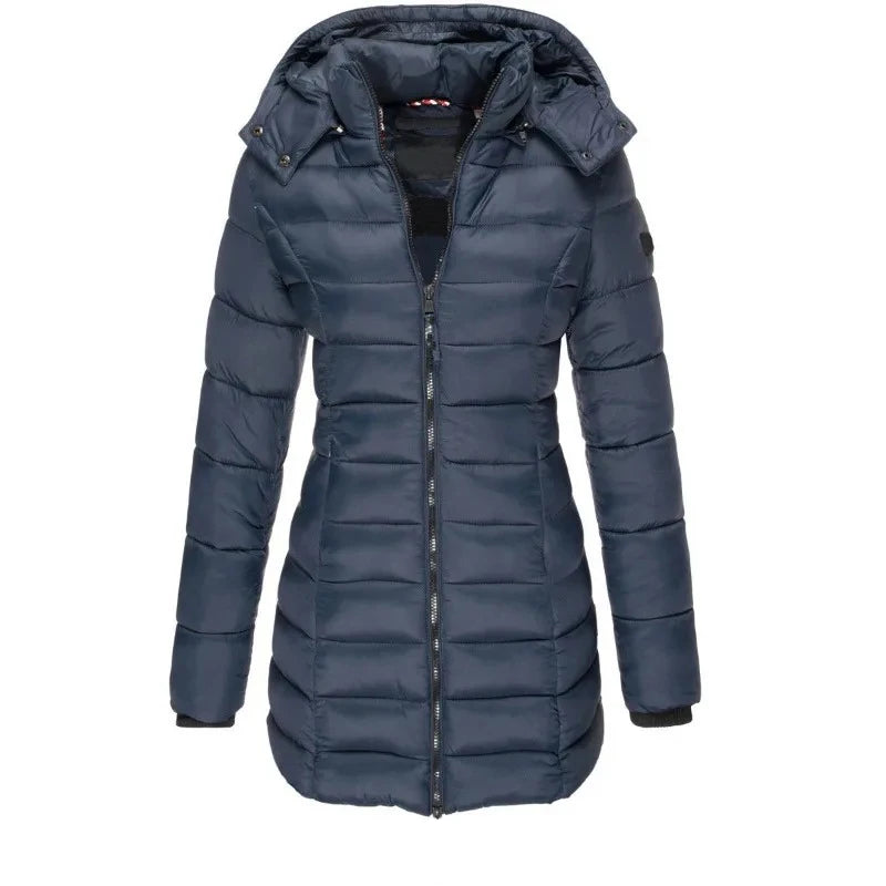 FZ Women's Parkas Zippers Solid Long Sleeve Padded Puffer Jacket
