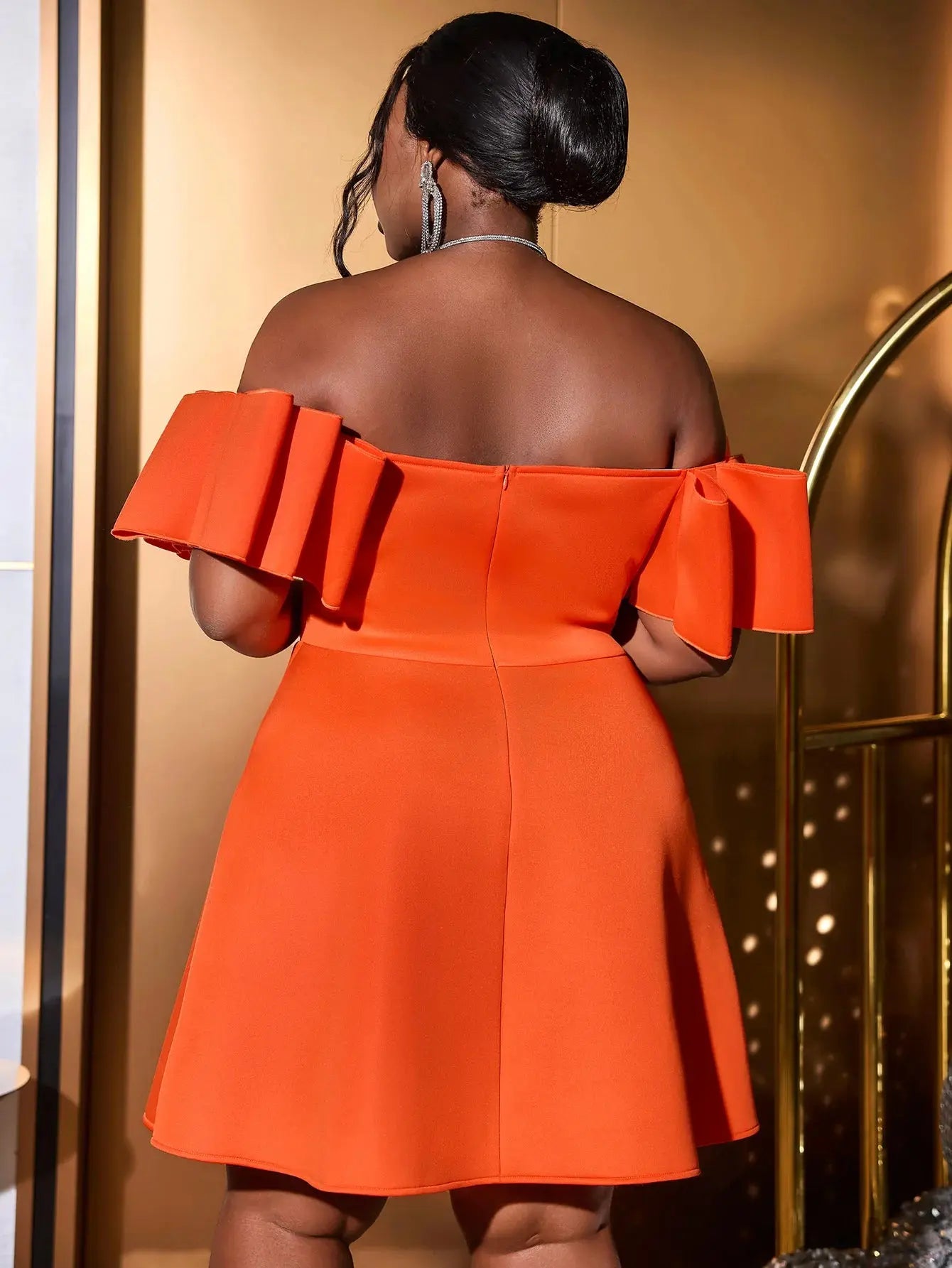 AOMEI Orange Backless Mini Evening Dress for Women 2024 Elegant and Sexy Off Shoulder A-line Dress Summer Street Expert Y2k FZwear