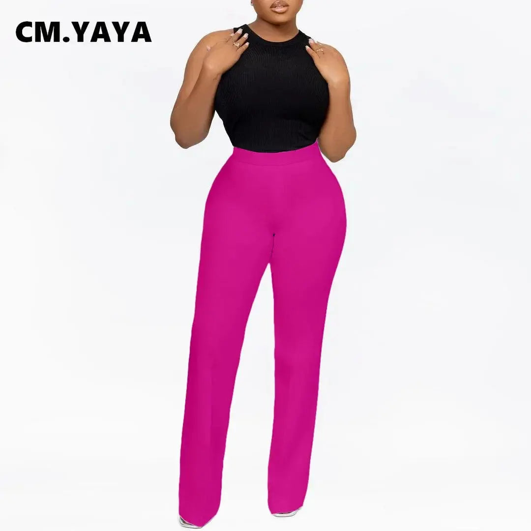 CM.YAYA Vintage Women Zipper Fly Back High Waist Straight OL Wide Leg Pants INS 2024 Winter Streetwear Fashion Classic Trousers FZwear