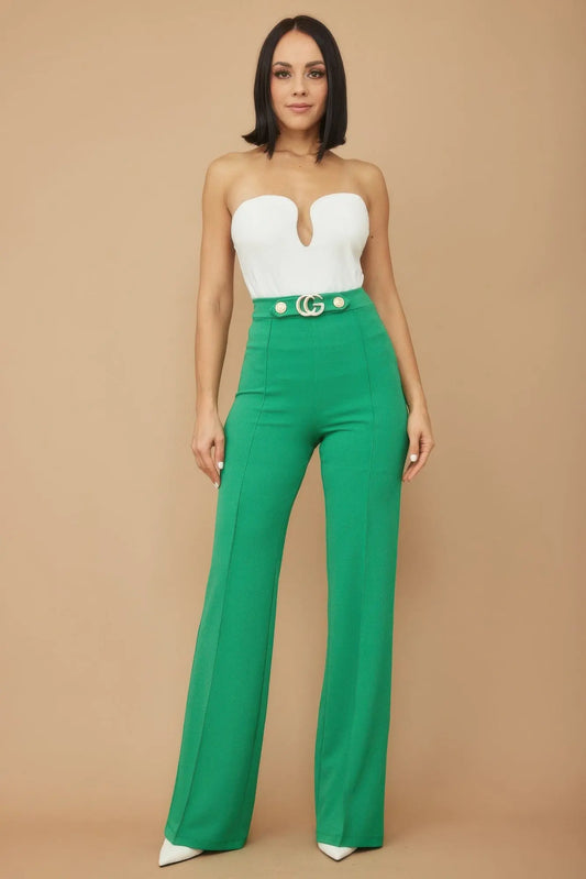 Cg Buckle And Button Detail Pants CCWHOLESALECLOTHING