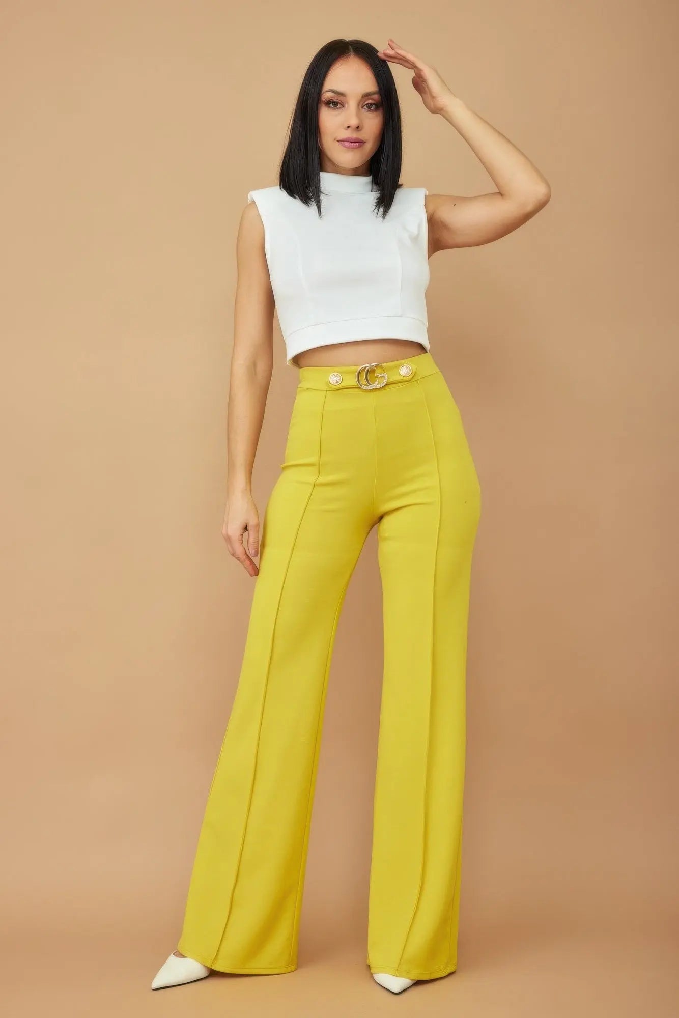 Cg Buckle And Button Detail Pants CCWHOLESALECLOTHING