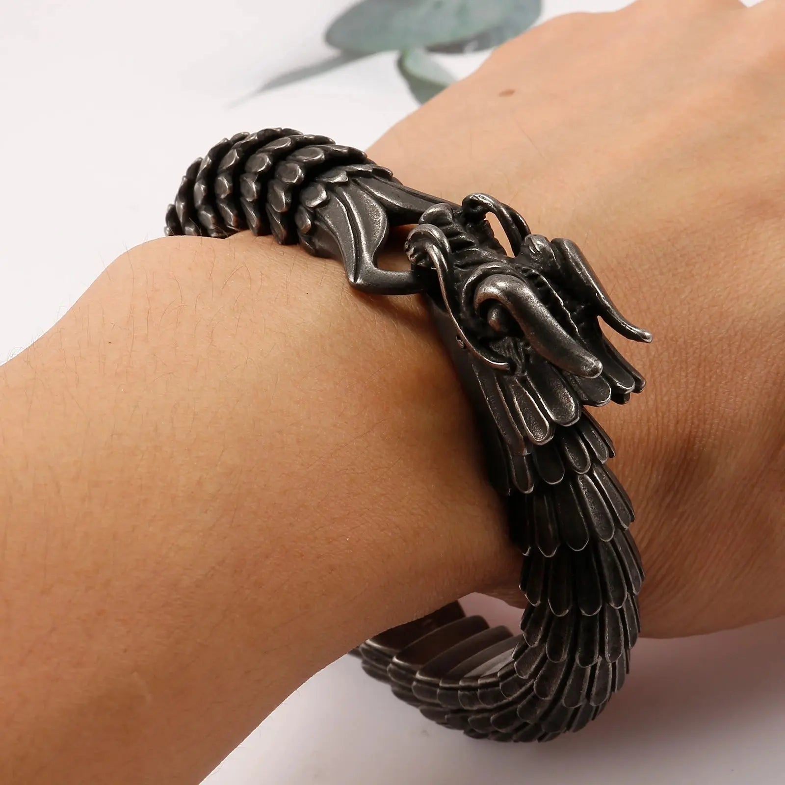 Dragon Buckle Snake Chain for Men Punk Black Bracelet Stainless Steel Jewelry Rock Accessories FZwear