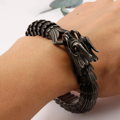 Dragon Buckle Snake Chain for Men Punk Black Bracelet Stainless Steel Jewelry Rock Accessories FZwear