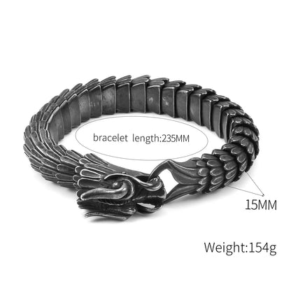 Dragon Buckle Snake Chain for Men Punk Black Bracelet Stainless Steel Jewelry Rock Accessories FZwear