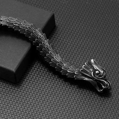 Dragon Buckle Snake Chain for Men Punk Black Bracelet Stainless Steel Jewelry Rock Accessories FZwear