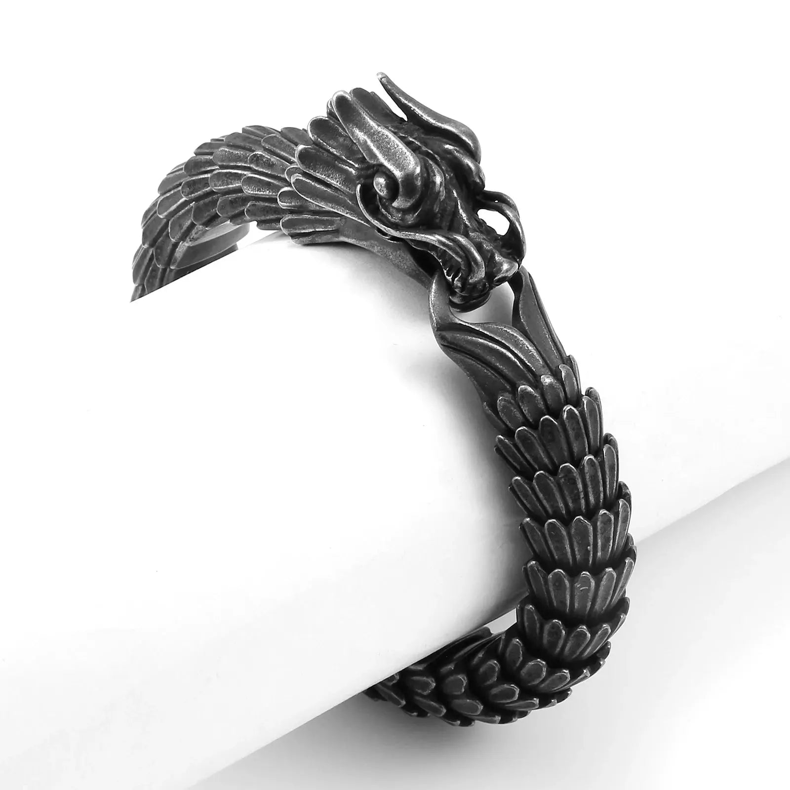 Dragon Buckle Snake Chain for Men Punk Black Bracelet Stainless Steel Jewelry Rock Accessories FZwear