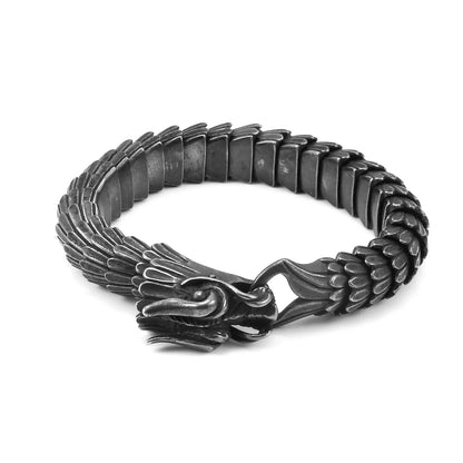 Dragon Buckle Snake Chain for Men Punk Black Bracelet Stainless Steel Jewelry Rock Accessories FZwear