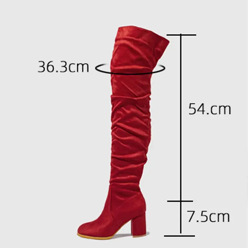 Eilyken 2024 New Winter Zipper Women Over-the-Knee Boots Fashion Flock Square Heel Shoes Thigh High Long Botas De Mujer FZwear