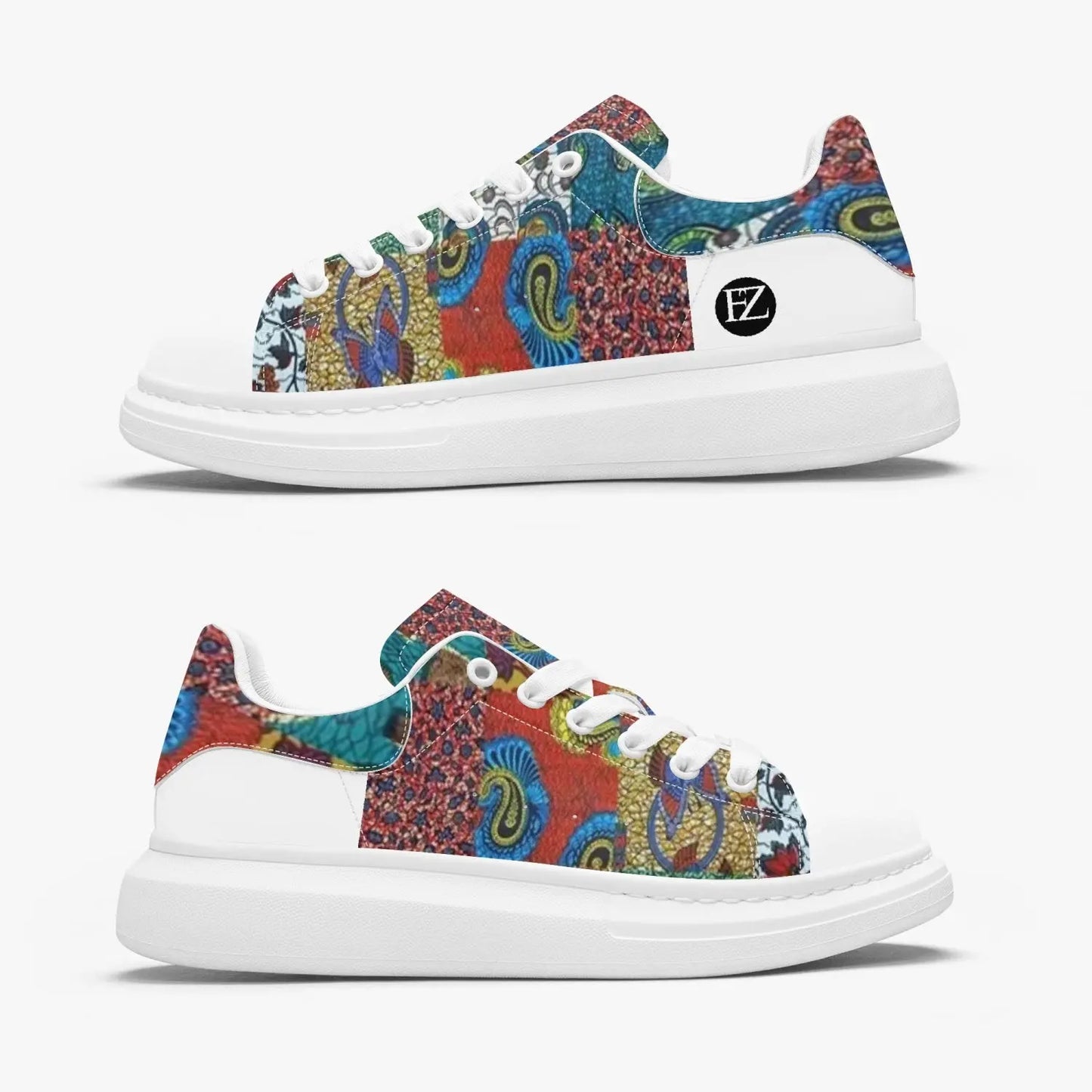 FZ Unisex African Print Leather Oversized Sneakers FZwear