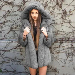 Faux Fur Faux Fur Coat Womens Clothing Mid-Length Stitching Spot Sanci