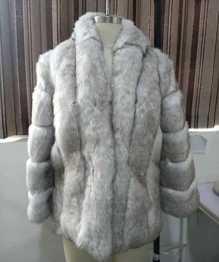 Faux Fur Faux Fur Coat Womens Clothing Mid-Length Stitching Spot Sanci