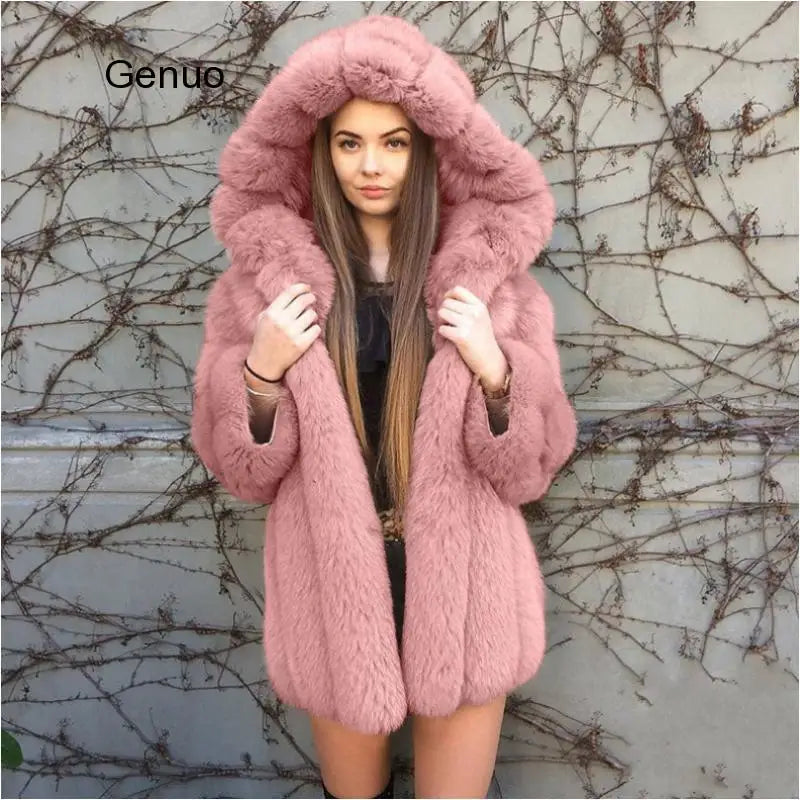 FZ Women's Hoodie Faux Fox Fur Jacket - FZwear