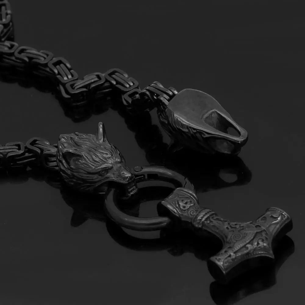 FZ Punk Nordic Viking stainless steel Celtic Wolf Head Necklace DSers