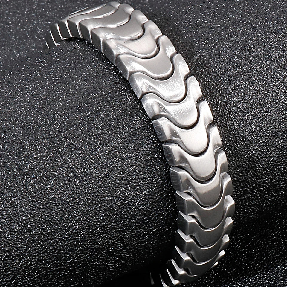 FZ Titanium Matte Stainless Steel Men's On Hand Bands Bracelet