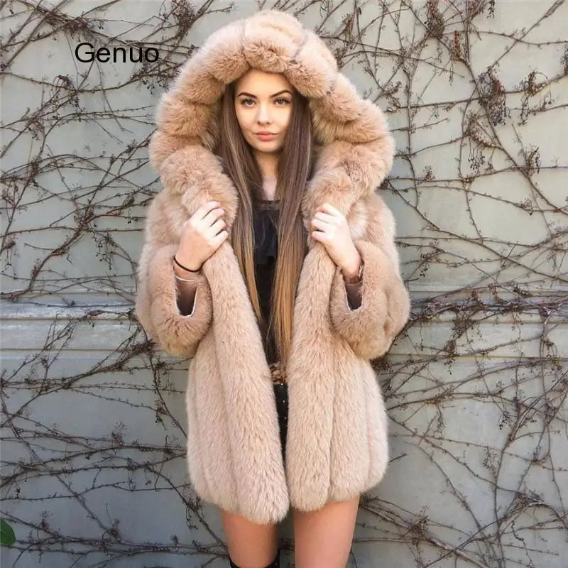 FZ Women's Hoodie Faux Fox Fur Jacket