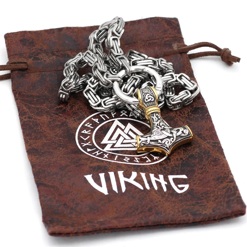 FZ Nordic Celtic Viking Wolf Head Stainless Steel Necklace - FZwear
