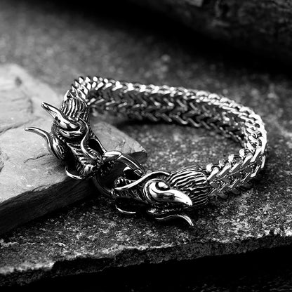 FZ Gothic Punk Dragon Heads Stainless Steel Link Chain Bracelet - FZwear