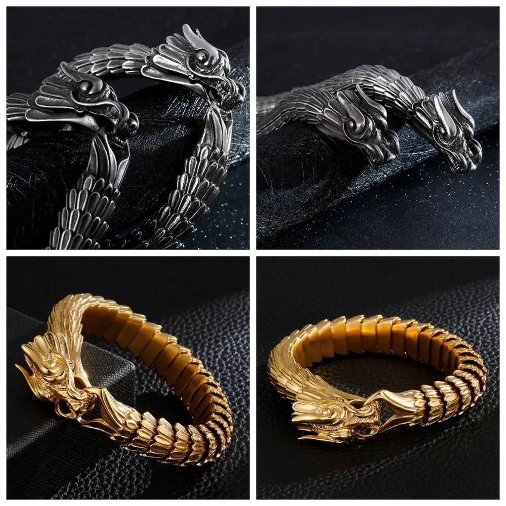 FZ Dragon Link Chain Viking Stainless Steel Punk  Vintage Bracelet