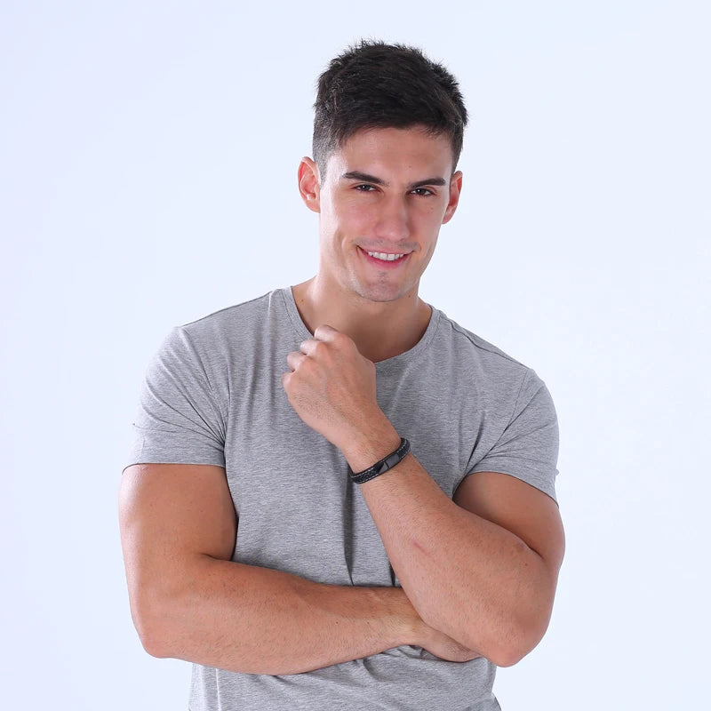 FZ Leather Glossy Stainless Steel Layered Braided Bracelet - FZwear