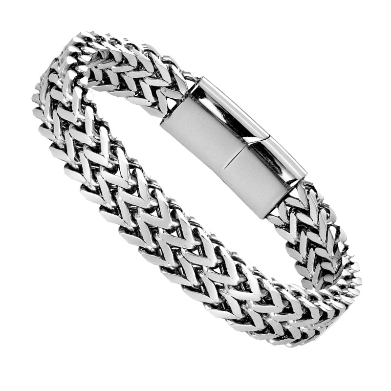 FZ Luxury Double Curb Chain Stainless Steel Punk Rock Biker Antique Bracelet - FZwear