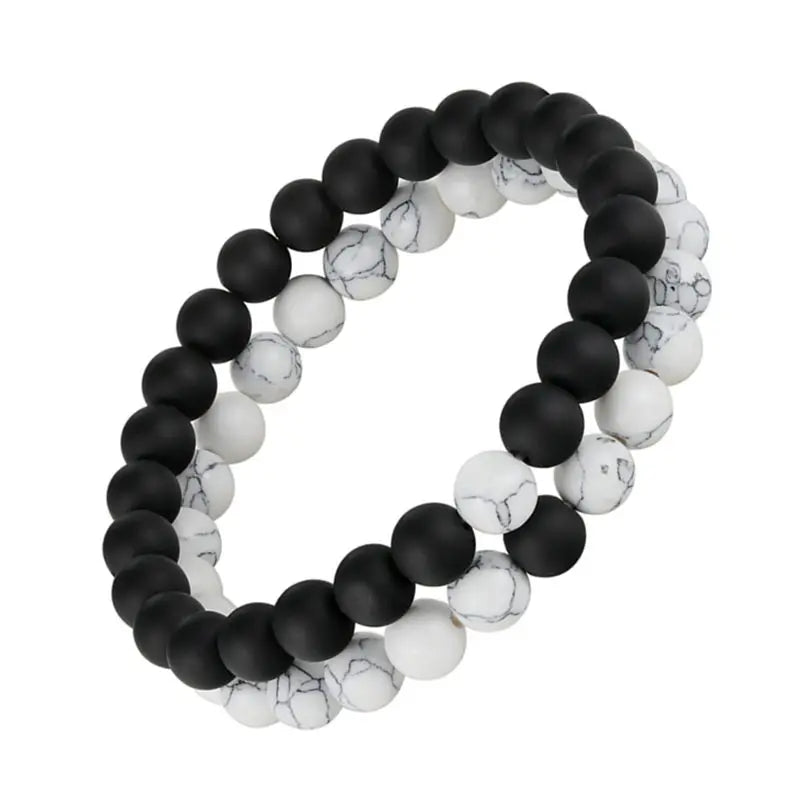 FZ 2pcs/set Distance Crown Beads Charm Natural Stone Bracelet - FZwear